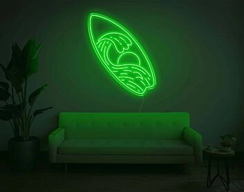 Surfbrett mit Wellen und Sonne LED-Neonschild für Wohnzimmer oder Surflounge