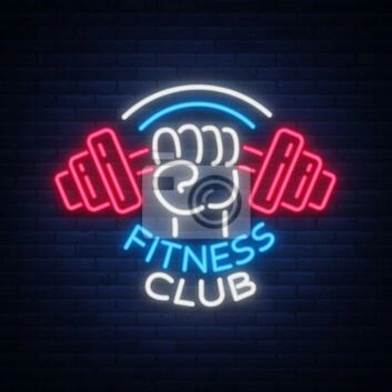 Hand Carrying A Barbell Neon Sign For Gym And Fitness Club