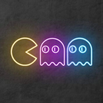 Pac-Man und Geister LED-Neonschild Wohnzimmer Gaming Room