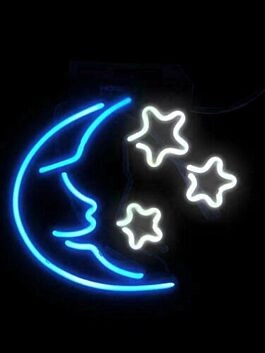 Mond mit Sternen LED Neonschild für ruhige Wanddekoration