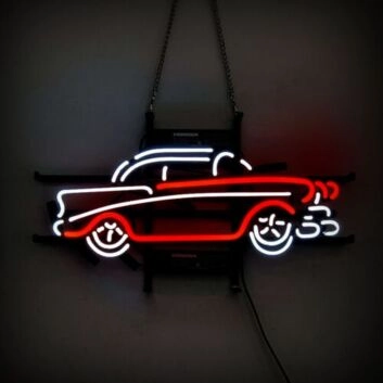 Retro Auto LED Neonschild als stilvolle Wanddekoration für Garage Wohnzimmer oder Männerzimmer