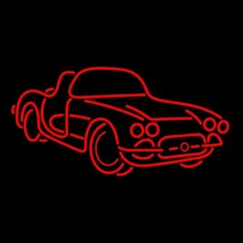 Rotes Retro Cabrio Auto LED Neonschild als stilvolle Wanddekoration für Garage Wohnzimmer oder Hobbyraum