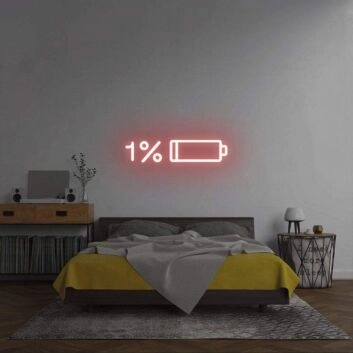 Batteriesymbol mit Prozentanzeige LED Neonschild für Schlafzimmer und Wohnzimmer