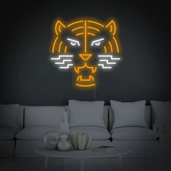 Tiger Kopf LED Neonschild im modernen Neon Art Design als stilvolle Wanddekoration für Wohnzimmer Schlafzimmer oder Männerzimmer