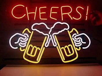 Biergläser anstoßend LED Neonschild für Bar und Party
