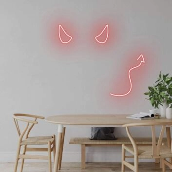 Teufelshörner und Schwanz LED-Neonschild Wohnzimmer Bar