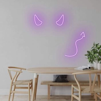 Teufelshörner und Schwanz LED-Neonschild Wohnzimmer Bar