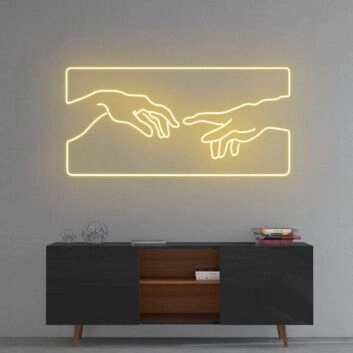 zwei sich berührende Hände LED-Neonschild Wohnzimmer Kunstdekor