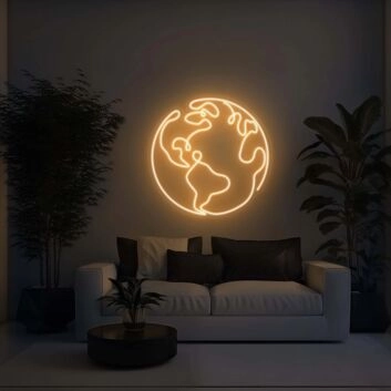 Weltkarte LED-Neonschild für Wohnzimmer oder Büro