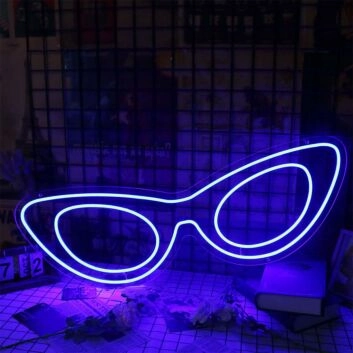 Blue Sunglasses LED Neon Sign Retro Glasses Wall Decor for Bedroom Living Room Bar