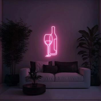 Weinflasche und Weinglas LED-Neonschild Wohnzimmer Bar