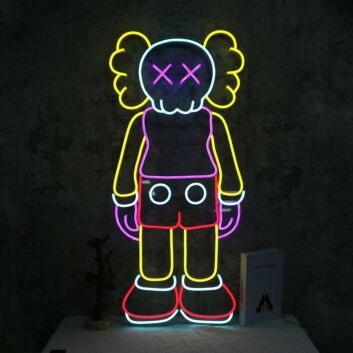 Modernes LED Neonschild abstrakte Figur kunstvolle Neon Wanddekoration im Pop Art Stil