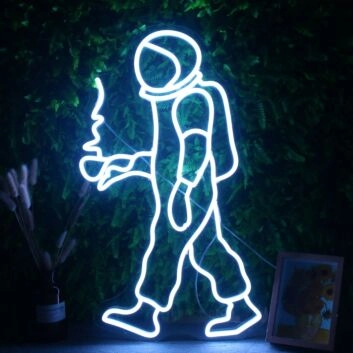 Astronaut mit Kaffeetasse LED-Neonschild Wohnzimmer Bar