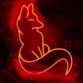 Dekoratives LED Neonschild Fuchs Motiv modernes Neon Wandlicht für Wohnzimmer Schlafzimmer Café oder Geschäft