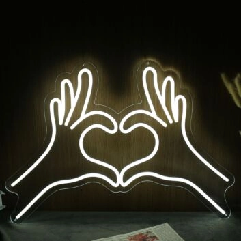 Minimalistisches LED Neonschild Hände formen Herz moderne Wanddekoration