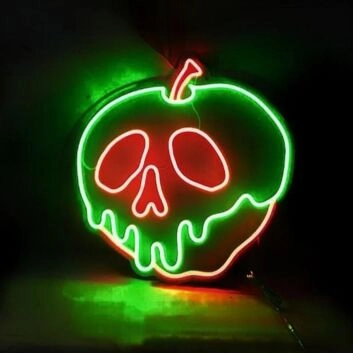 Giftapfel mit Totenkopf LED-Neonschild für Halloween Bar