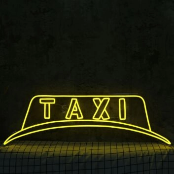 TAXI Hut LED Neonschild Gelbes Neonlicht als Wanddekoration für Bar Club Garage Spielzimmer und moderne Räume