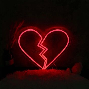 Broken Heart LED Neonschild Herz Motiv Neon Wandlicht für Schlafzimmer Wohnzimmer oder Bar