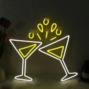 zwei Cocktailgläser LED-Neonschild für Bar Party