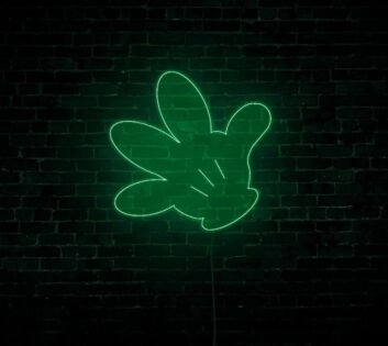 Comic-Hand mit drei ausgestreckten Fingern LED-Neonschild Gaming Wohnzimmer