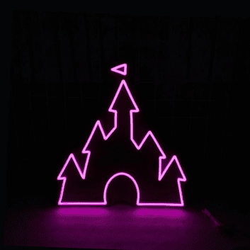 Schloss Silhouette LED-Neonschild für Kinderzimmer Wohnzimmer