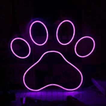 Pfotenabdruck LED-Neonschild Wohnzimmer Haustierladen