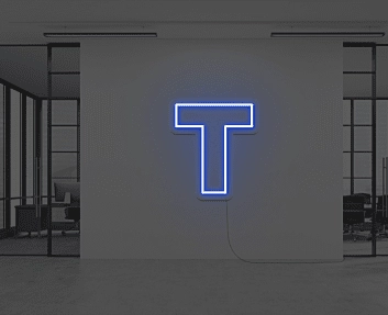 Buchstabe T LED-Neonschild für Büro Arbeitsplatz