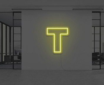 Buchstabe T LED-Neonschild für Büro Arbeitsplatz