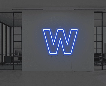 Buchstabe W LED Neonschild für Büro und Arbeitsplatz
