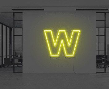Buchstabe W LED Neonschild für Büro und Arbeitsplatz