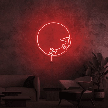 Dackel im Kreis LED-Neonschild Wohnzimmer Bar