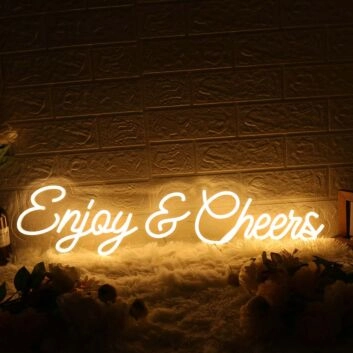 Enjoy And Cheers Yellow Custom LED Neon Sign