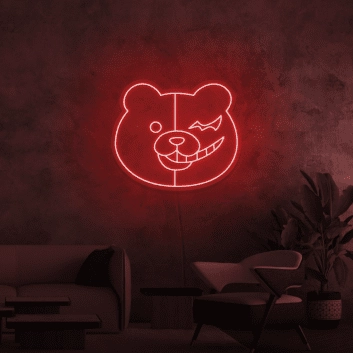 Bärengesicht mit schelmischem Ausdruck LED-Neonschild Gamingzimmer Wohnzimmer