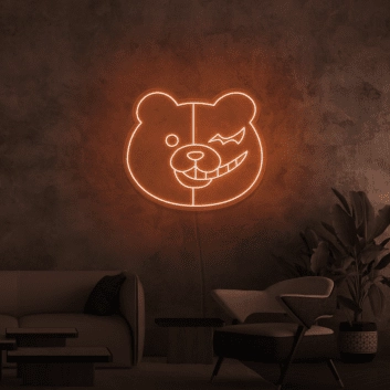 Bärengesicht mit schelmischem Ausdruck LED-Neonschild Gamingzimmer Wohnzimmer