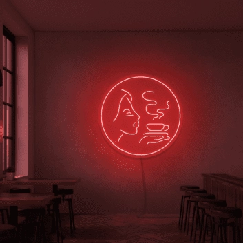Frau mit Kaffeetasse LED-Neonschild für Café Restaurant