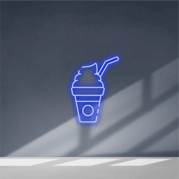 Milchshake Becher mit Strohhalm LED-Neonschild für Café und Eisdiele