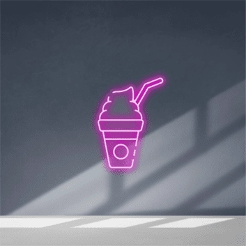 Milchshake Becher mit Strohhalm LED-Neonschild für Café und Eisdiele