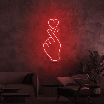 Hand mit Herzsymbol LED-Neonschild Wohnzimmer Schlafzimmer