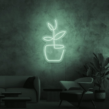 Topfpflanze LED-Neonschild Wohnzimmer
