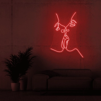Kuss Gesichter Linienkunst LED-Neonschild Wohnzimmer Schlafzimmer