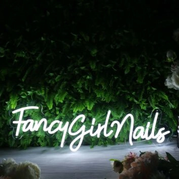 Fancy Girl Nails White Neon Sign