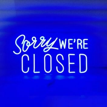 Sorry we're closed LED-Neonschild für Shop und Cafe