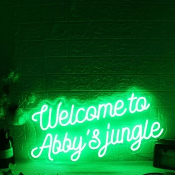 Welcome to Abbys Jungle Green Neon Sign