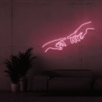 zwei sich berührende Hände LED-Neonschild Wohnzimmer Studio