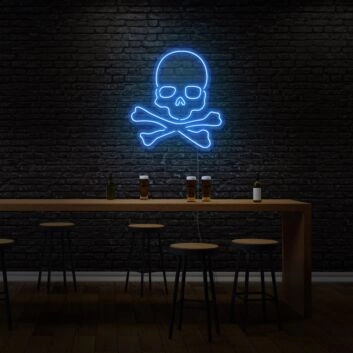 Totenkopf mit gekreuzten Knochen LED-Neonschild für Bar Club