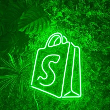Einkaufstasche mit Buchstabe S LED-Neonschild für Laden oder Schaufenster
