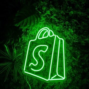 Einkaufstasche mit Buchstabe S LED-Neonschild für Laden oder Schaufenster