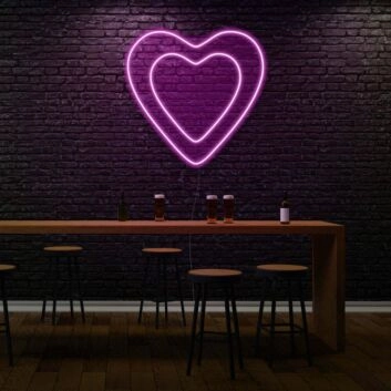 Doppeltes Herz LED-Neonschild für Bar oder Wohnzimmer