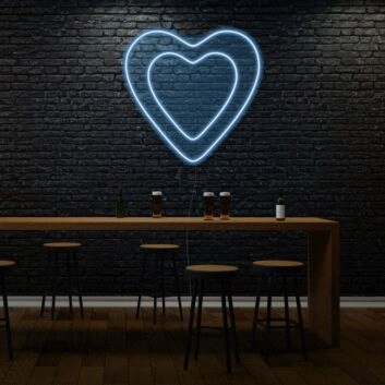 Doppeltes Herz LED-Neonschild für Bar oder Wohnzimmer