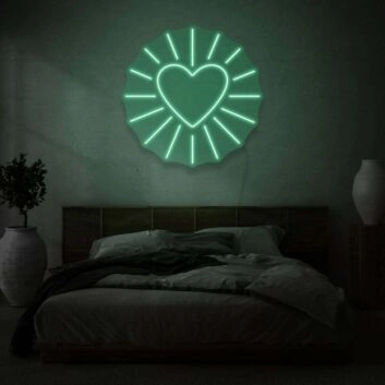 Herz Symbol mit Strahlen LED-Neonschild für Schlafzimmer Wohnzimmer